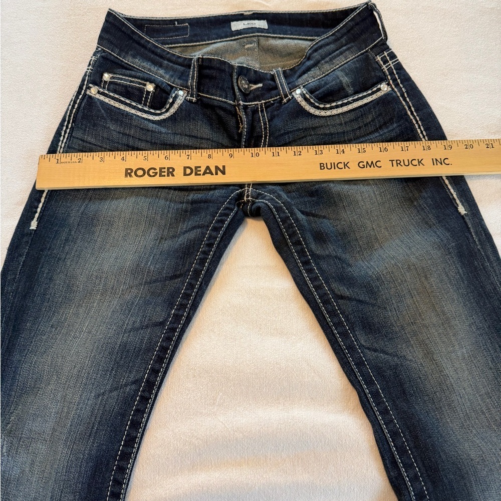 Daytrip Leo 26R Dark Wash Bootcut Jeans Western Cowgirl Y2K Flap Pocket Stretch - Picture 9 of 13